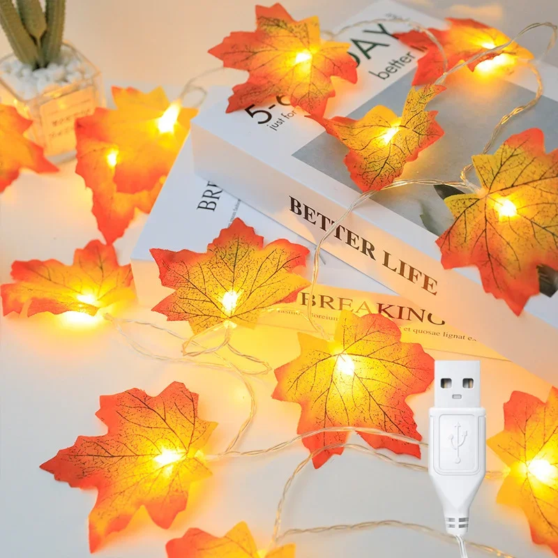 Halloween Maple Leaf LED String Light Battery Operated Fall Foliage Fairy Light for Bedroom Outdoor Garden Party Christmas Decor
