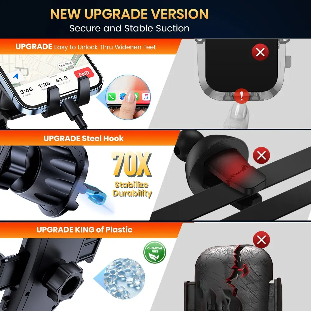 TOPK Car Phone Holder Air Vent Car Phone Holder Mount 360° Rotation Adjustable Clip Compatibility Fit for All 4"-7" Smartphon - Image 4