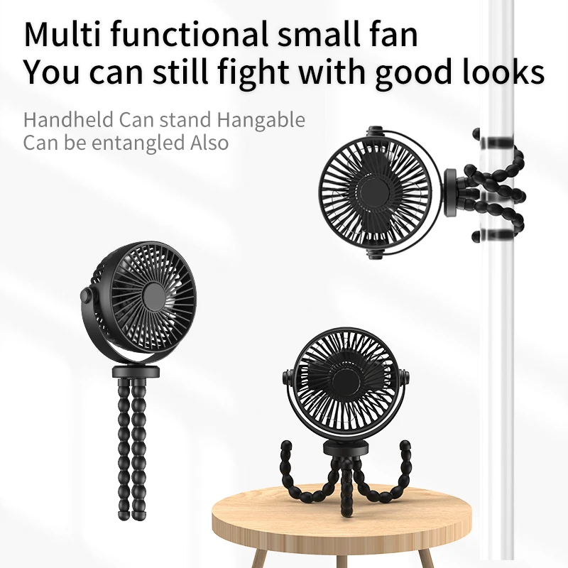 New 5200 mah multi-functional stroller Mini fan Portable USB charging small fan Mobile phone seat outdoor handheld Octopus fan - Image 6