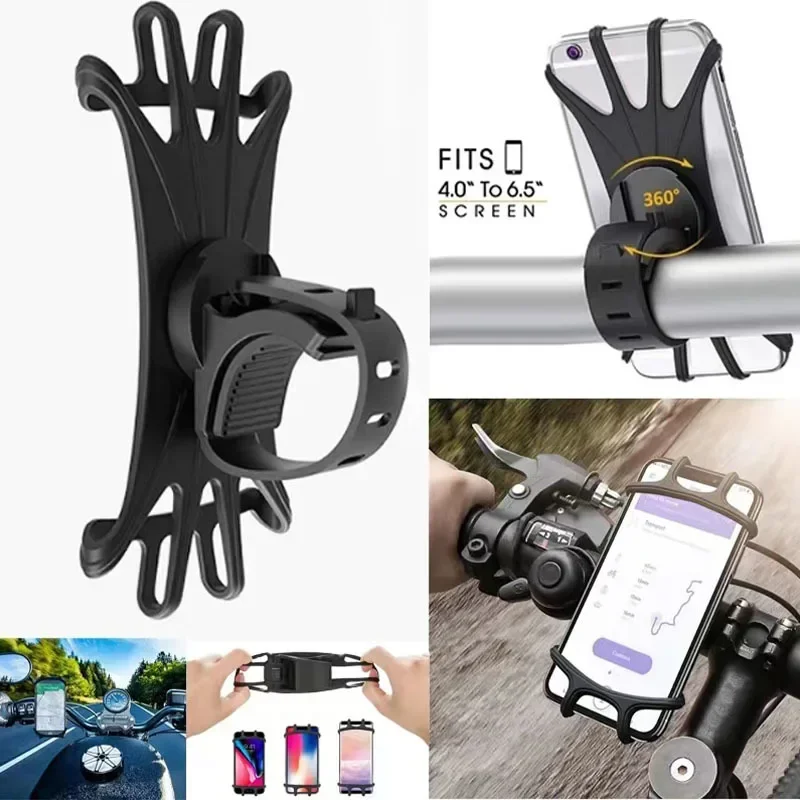 360 Rotatable Mobile Phone Bicycle Motorcycle Holder Bike Safe Bracket Silicone Support Silicone Pull Type For All Phone Stand - Image 5