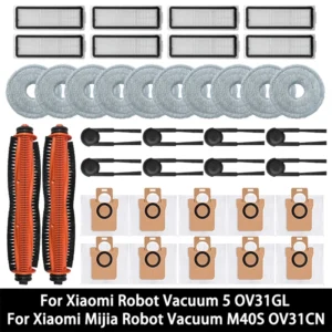 Para Xiaomi Robot Vacuum 5 OV31GL/Mijia M40S,de robot aspirador Accesorio,cepillo principal/lateral,filtro,mopa,bolsa para polvo