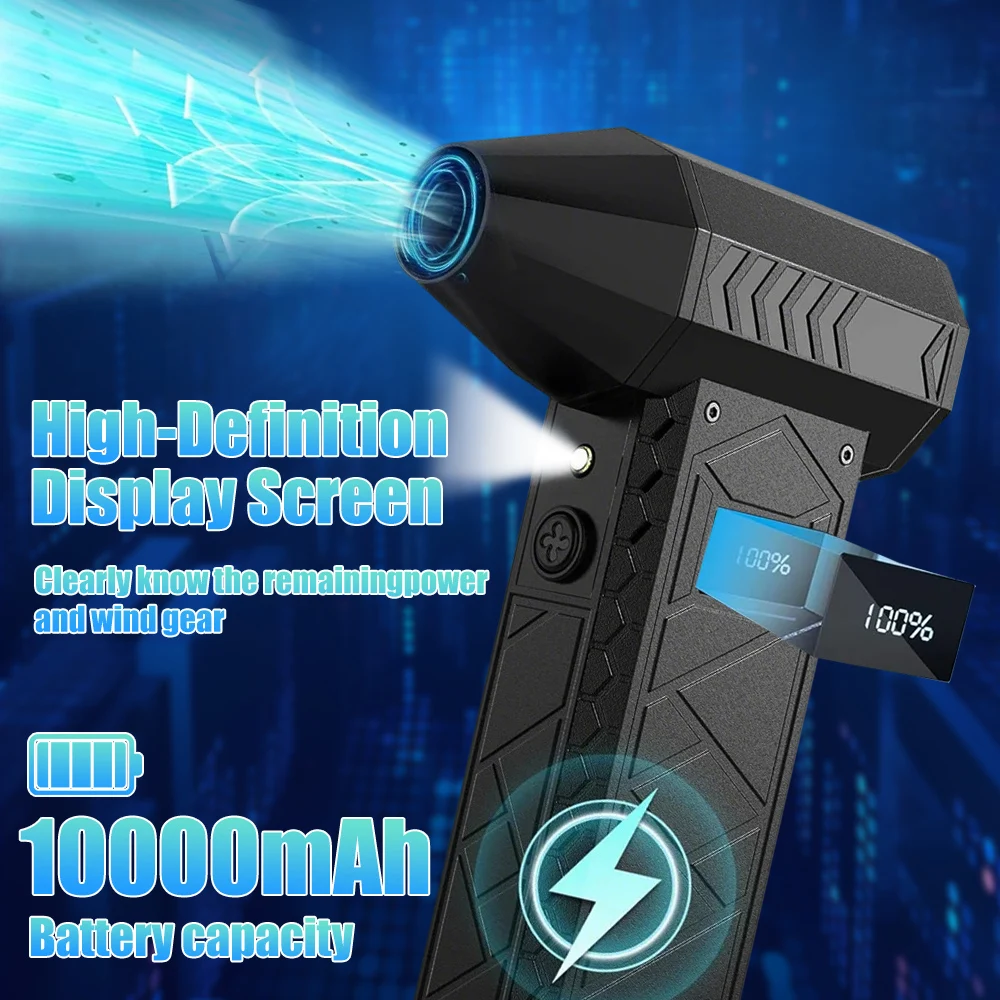 180000RPM Electric Air Duster with Display Screen Light 4 Gear Adjustable Cordless Turbo Blower 10000mAh USB Rechargeable Tools - Image 3