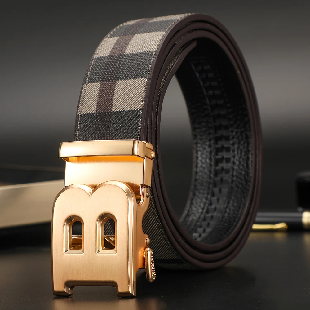 2024 High Quality Luxury Brand Designer Canvas Belts Male Automatic business Men belts Genuine Leather Belt for men Strap Jeans - Image 6