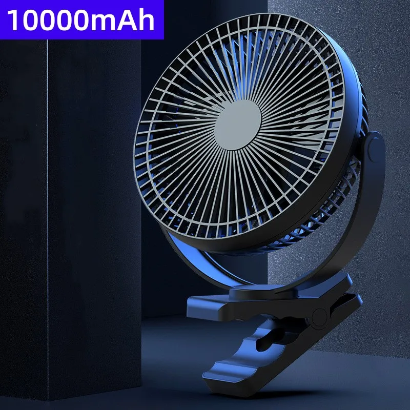 USB Charging Home Room Table Wireless Electric Fan 10000mAh Battery Outdoor Travel Portable Clip Ceiling Fan 4 Speed Adjusted