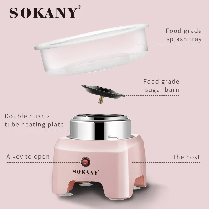 SOKANY 520 Automatic Mini Cotton Candy Maker for Kids, Small Electric Candy Floss Machine - Image 2
