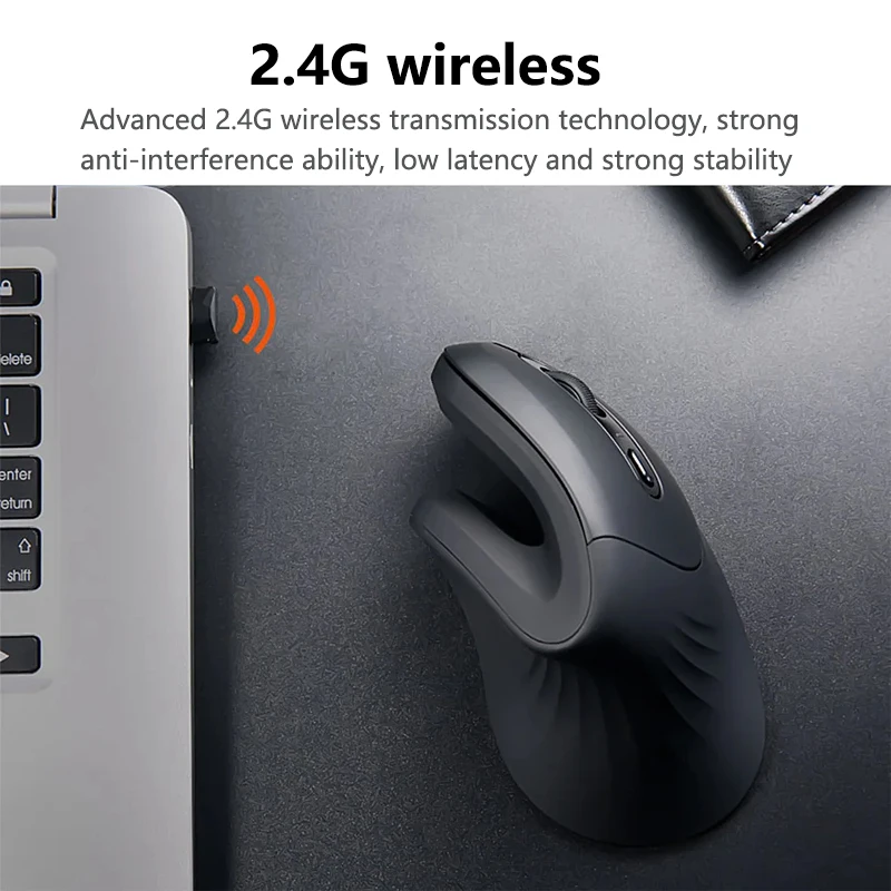 Warvank U2 Vertical Wireless Mouse Ergonomic Optical Comfortable Silent Office Mouse DPI Adjustable 800/1200/1600 for PC Laptop