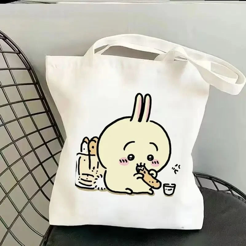 Kawaii Chiikawa Women's Handbag, Casual Large Capacity Shopping Bag ECO Fashionable Canvas Reusable Canvas Shoulder Bag Gift - Image 3