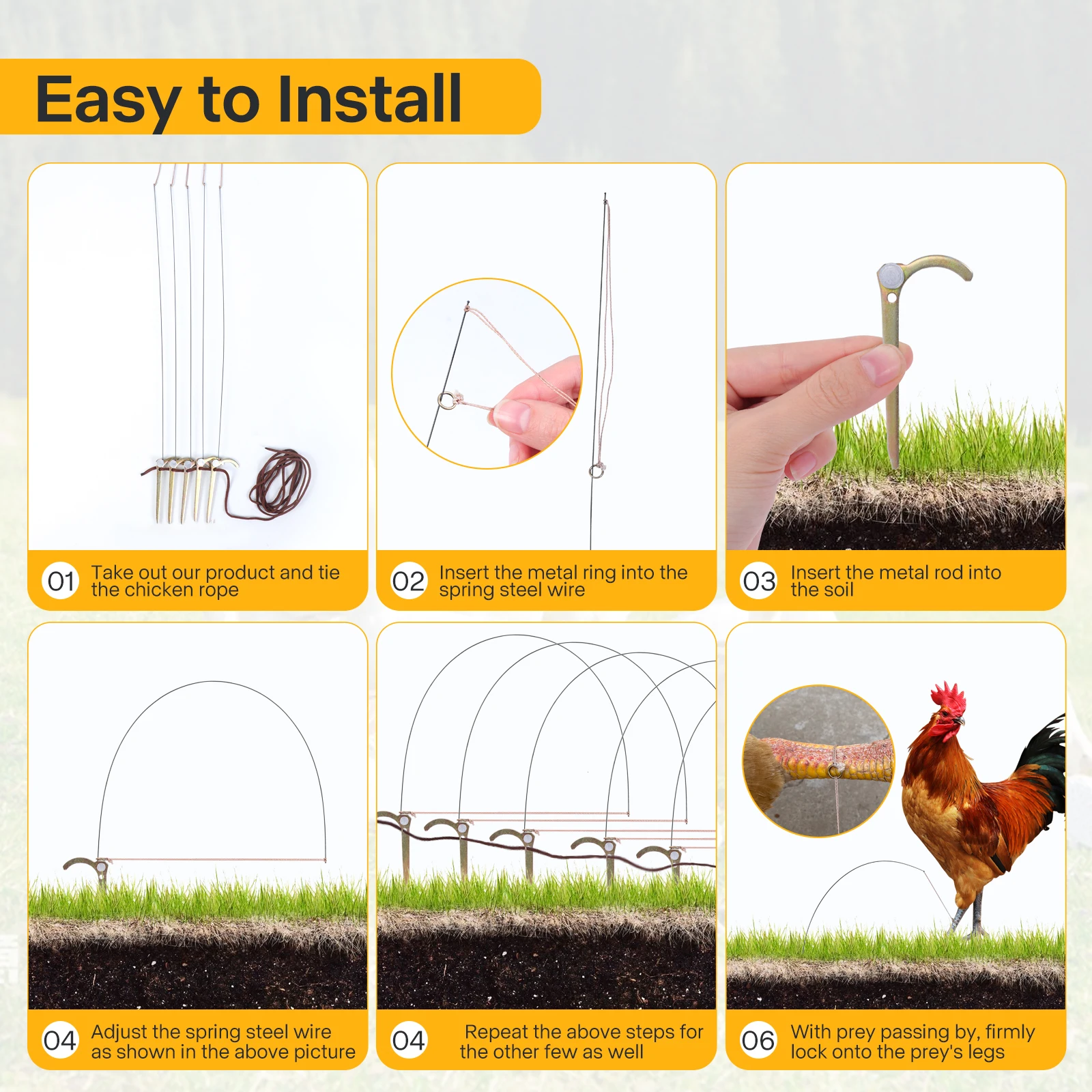 Professional Bird Trap for Chicken Pheasant Wild Duck Partridge Mallard Tying Birds' feet Won't Hurt Them - Image 6