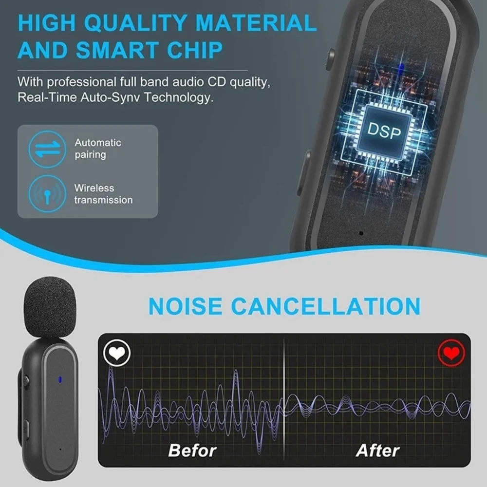 For Xiaomi Mijia Wireless HD Radio Live Microphone Noise Cancel Dual Mic 20 Meters for Mobile Phone Tiktok Short Video Recording - Image 4