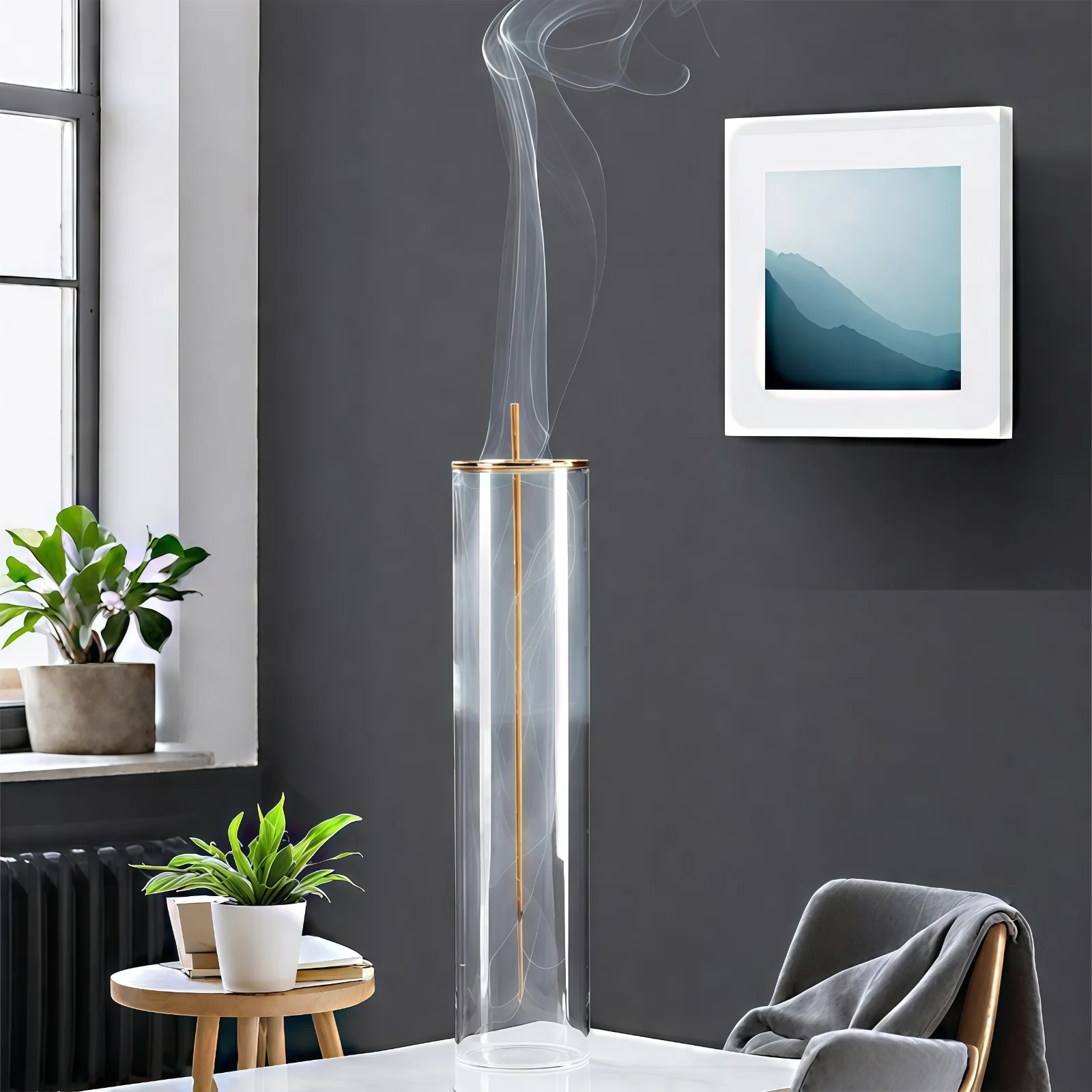 Incense Holder for Sticks, Modern Incense-Stick Burner Holder with Removable Glass Ash Catcher, for Home Decor Yoga Meditation - Image 2