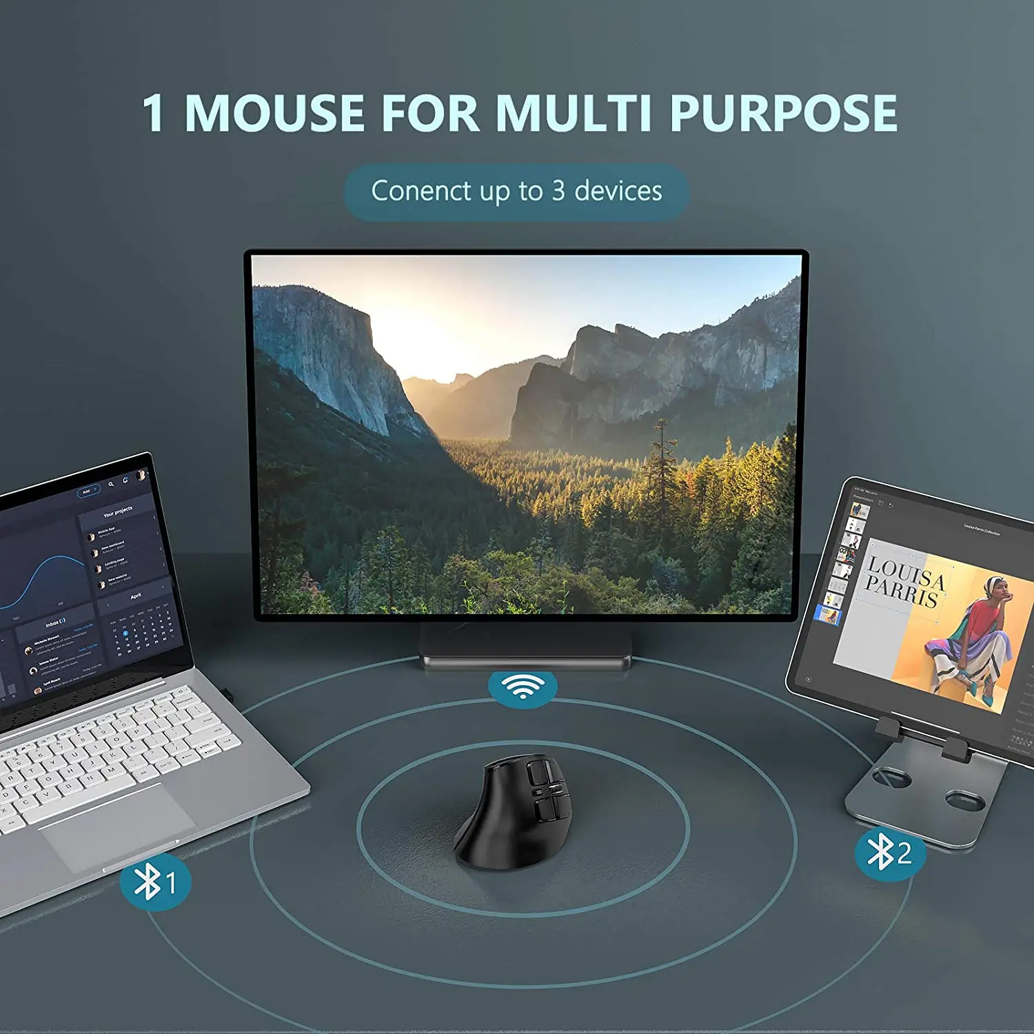 Seenda Vertical Ergonomic Wireless Mouse Rechargeable Bluetooth 5.0 3.0 2.4G USB Mice for Computer Laptop PC Mac iPad Office - Image 5
