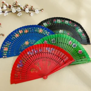 1Pc Folding Fan for Dancing Wood Spanish Hand Crafted Guest Gift Decoration Home Ornaments Craft Chinese Fan
