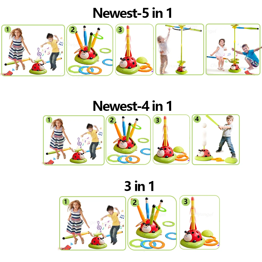 Musical Jump Sports Toys Rocket Launcher for Kid Ring Toss Game with Remote Control Indoor Outdoor Machine Gifts for Girls Boys - Image 6