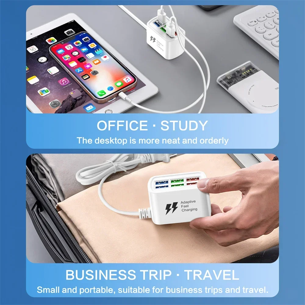 Multi 6 Ports USB Phone Charger Power Strip Universal Adapter Fast Quick Charging Head Socket Wall Charger Socket HUB Splitter - Image 6