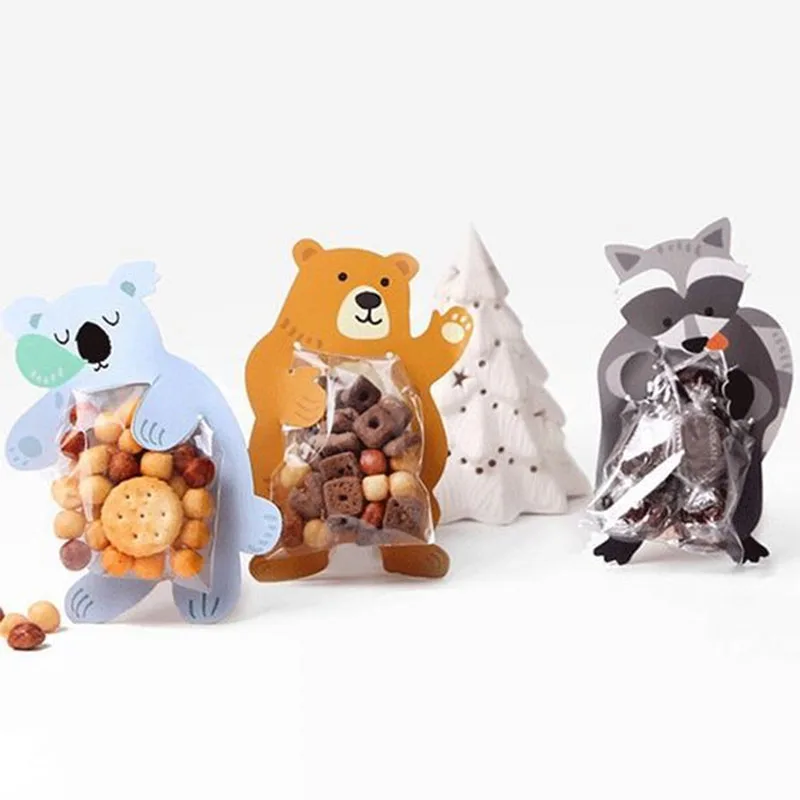 Eco-Friendly Animal Print Party Bags Biodegradable Bear Rabbit Treat Bags for Kids Birthday Baby Shower Easter Baking Packaging