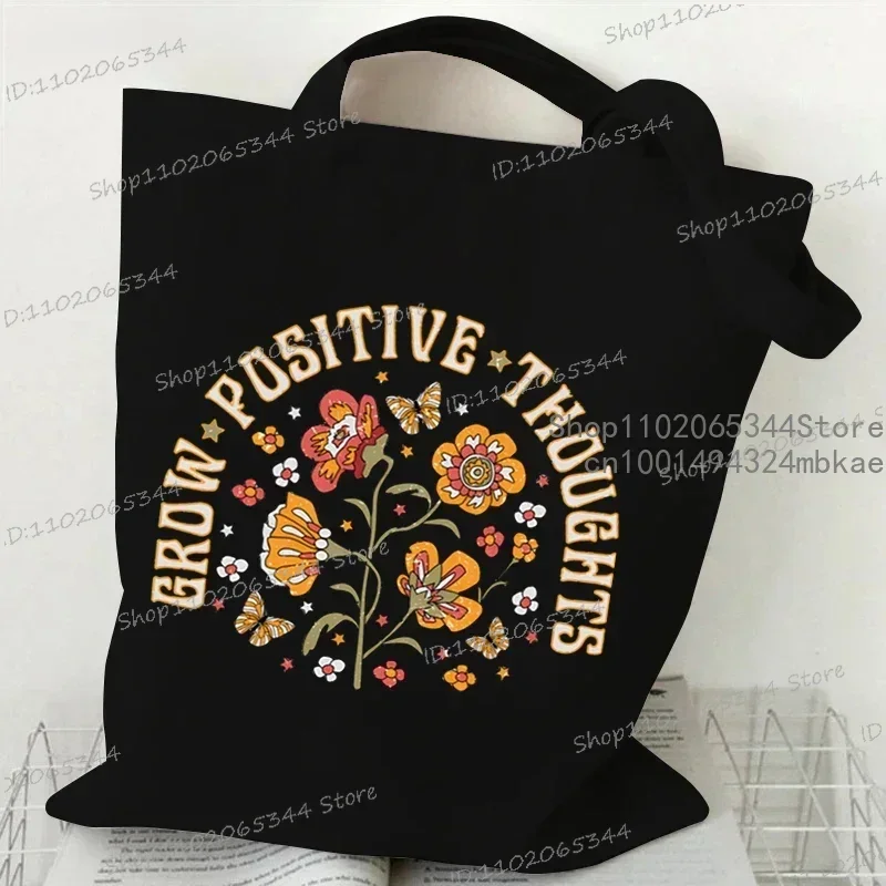 Bohemian Style Floral Tote Bag Vintage Plant Shopper Handbag Fashion Canvas for Women Girls Student Graphic Flower Shoulder Bag - Image 6
