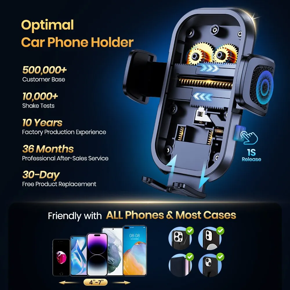 TOPK Car Phone Holder Air Vent Car Phone Holder Mount 360° Rotation Adjustable Clip Compatibility Fit for All 4"-7" Smartphon - Image 5