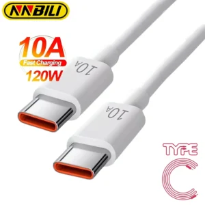 NNBILI Type-C 120W 10A Quick Charging Cable for Samsung Xiaomi Huawei USB C Mobile Phone Data Cord Super Fast Charge Data Cable