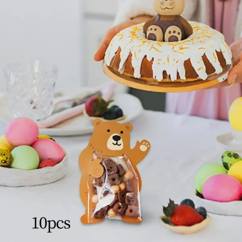 Eco-Friendly Animal Print Party Bags Biodegradable Bear Rabbit Treat Bags for Kids Birthday Baby Shower Easter Baking Packaging - Image 5
