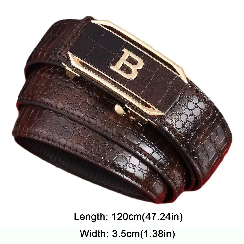 Casual Black Coffee Business Leather Belt Luxury Design Trendy Brand Automatic Buckle Waist Belt Man Crocodile Pattern Waistband - Image 6