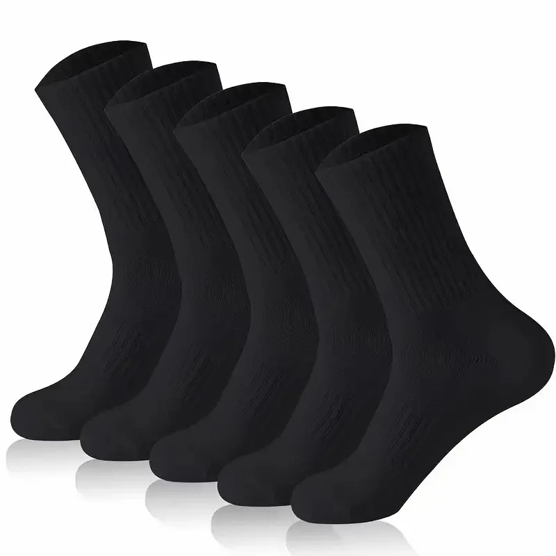 5/10/20 Pairs Neutral Solid Color Round Neck Socks Spring Autumn Sweat Absorbing Breathable Comfortable All-season Sports Socks - Image 3