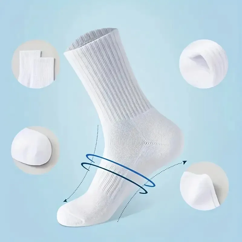 5/10/20 Pairs Neutral Solid Color Round Neck Socks Spring Autumn Sweat Absorbing Breathable Comfortable All-season Sports Socks - Image 5