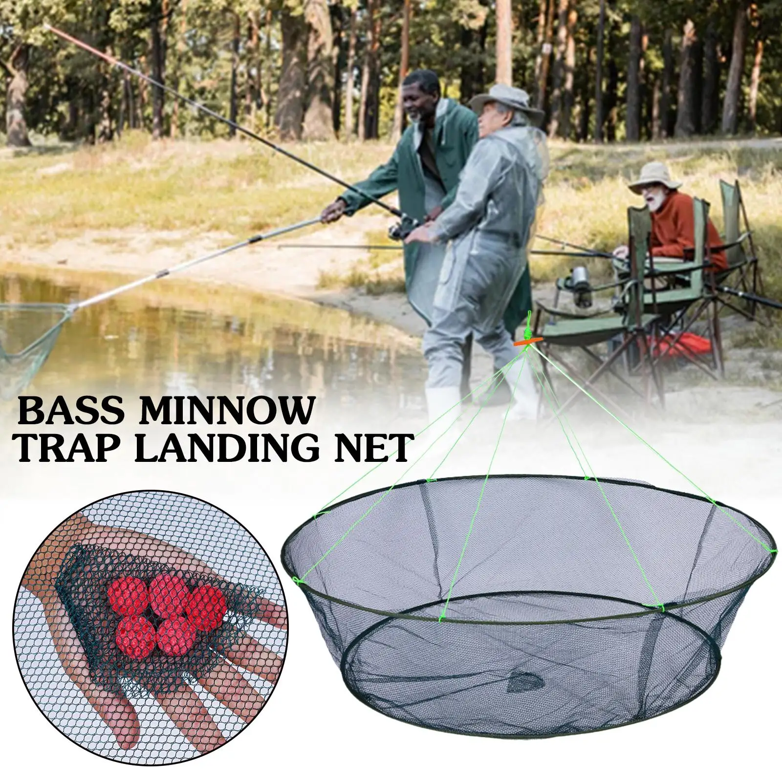 80/100cm Loose Mouth Folding Drop Fishing Net Shrimp Catcher Tank Casting Network Fish Eels Trap Cage Prawn Bait Crab Netting - Image 2