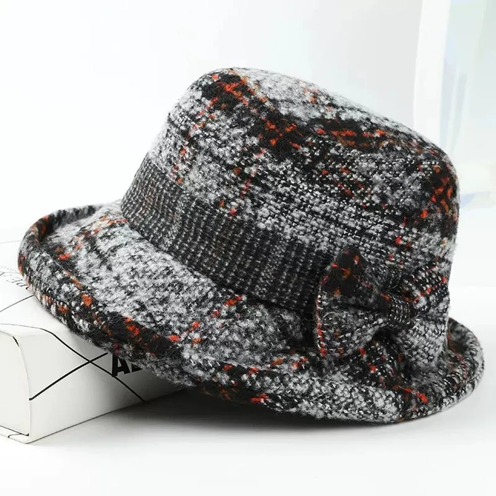 Ladies' autumn and winter bow top hat, thickened warm woolen casual fisherman hat - Image 5