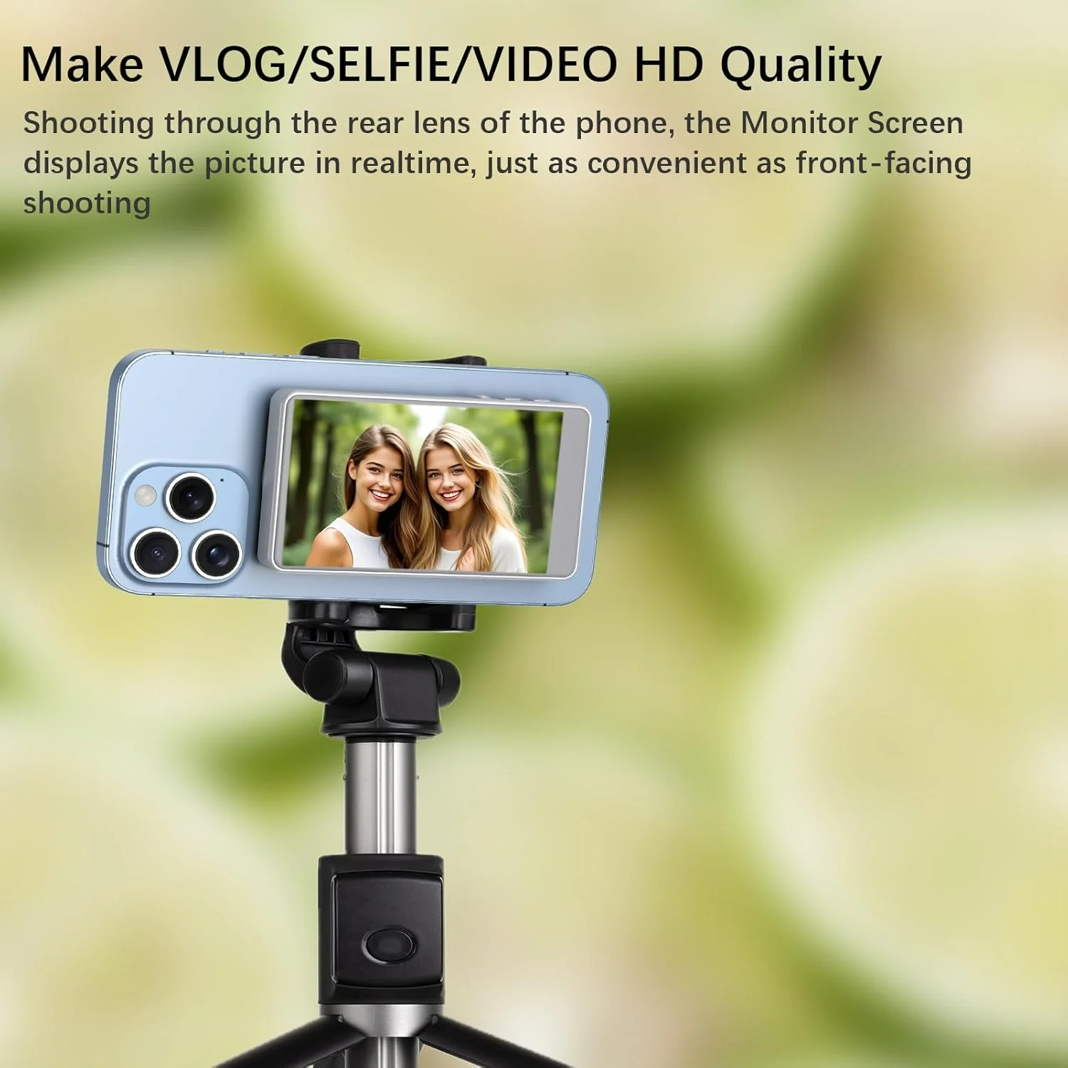 Wireless Selfie Screen Rear Back Camera Monitor for Selfie Vlog Live Stream Magnetic Mount with Remote Control for iPhone etc. - Image 3