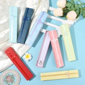 12 Pcs Bowknot Cardboard Jewelry Necklace Boxes for Festive Gift Jewelry Packaging Exquisite Gift Box