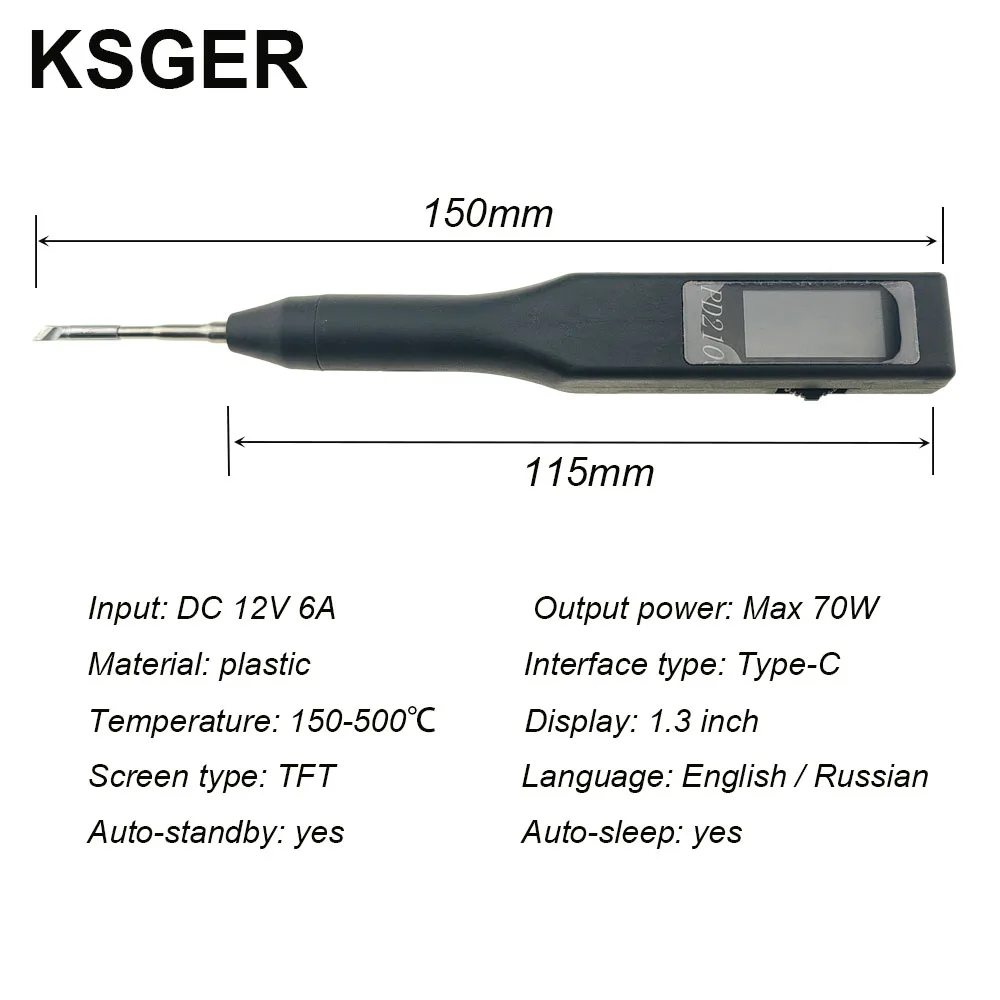 KSGER C210 Portable Soldering Station PD210 For JBC Iron Tips USB Welding 1.3 Inch TFT DIY Electric Tools Auto-Sleep 70W - Image 3