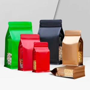50PCS octagonal window stand up bags reusable candy coffee pasta heat sealable family kitchen holiday party packaging bags