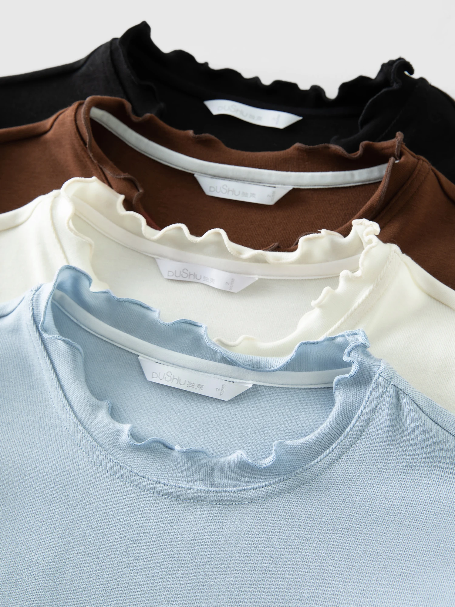 DUSHU Self-Heating Wool T-shirts Half-High Collar Soft Knit Women's Longline Bralette Fall Winter Curvy Solid Color Pullovers - Image 6