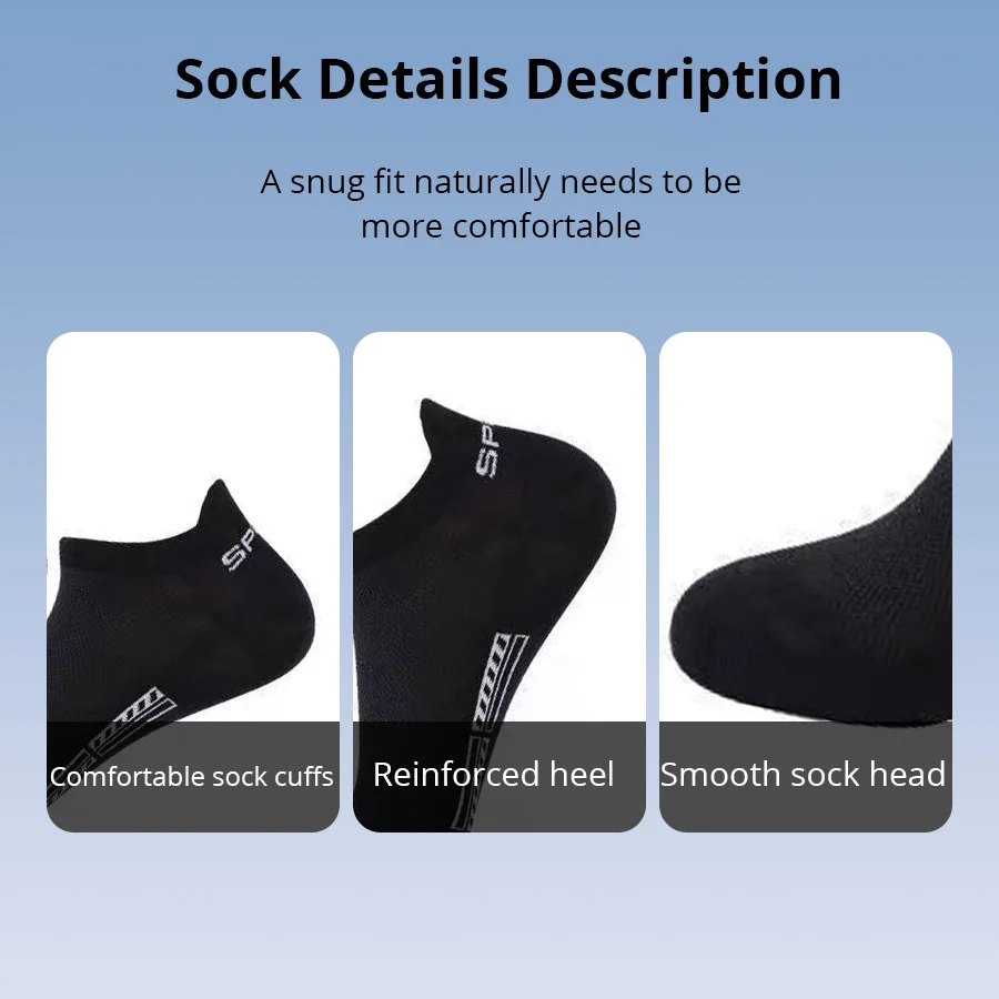 5/10/20 Pairs Of Mens Summer Thin Mesh Breathable Mens Polyester Sports Socks Sweat Absorbing Short Socks - Image 6