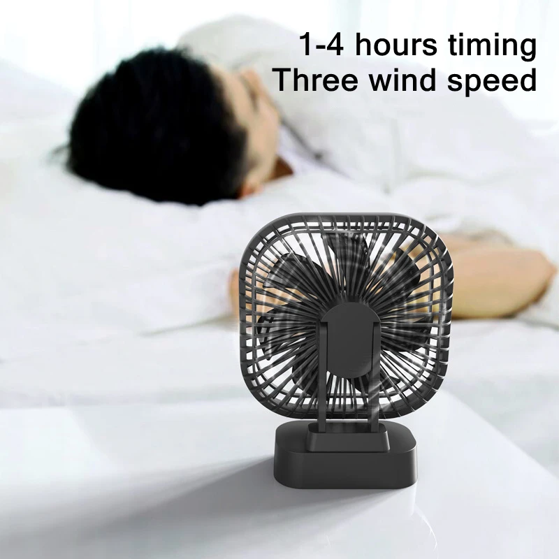 Mini USB Fan Rechargeable Battery Fan with Timer Strong Wind 3 Speed 7 Fan Leaf Desktop Portable Quiet Office Camping Outdoor - Image 2