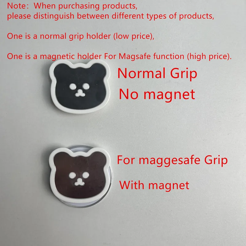 Cute Bear Mirror Magnetic Socket Grip Phone Holder For Magsafe IPhone Mac Samsung Safe Ring Finger Expanding Stand - Image 2
