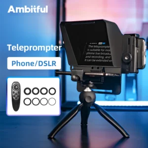 Ambitful Phone and DSLR Recording Mini Teleprompter Portable Inscriber Mobile Teleprompter Artifact Video With Remote Control
