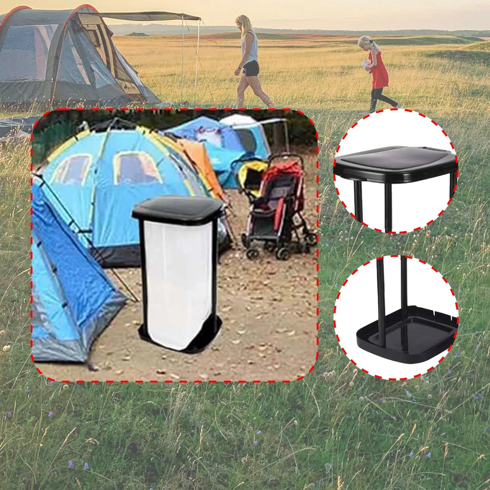 Portable Trash Bag Holder Minimalist Foldable Garbage Bag Support Waste Bin for Home Kitchen Kitchen Countertop Trash Cans - Image 4
