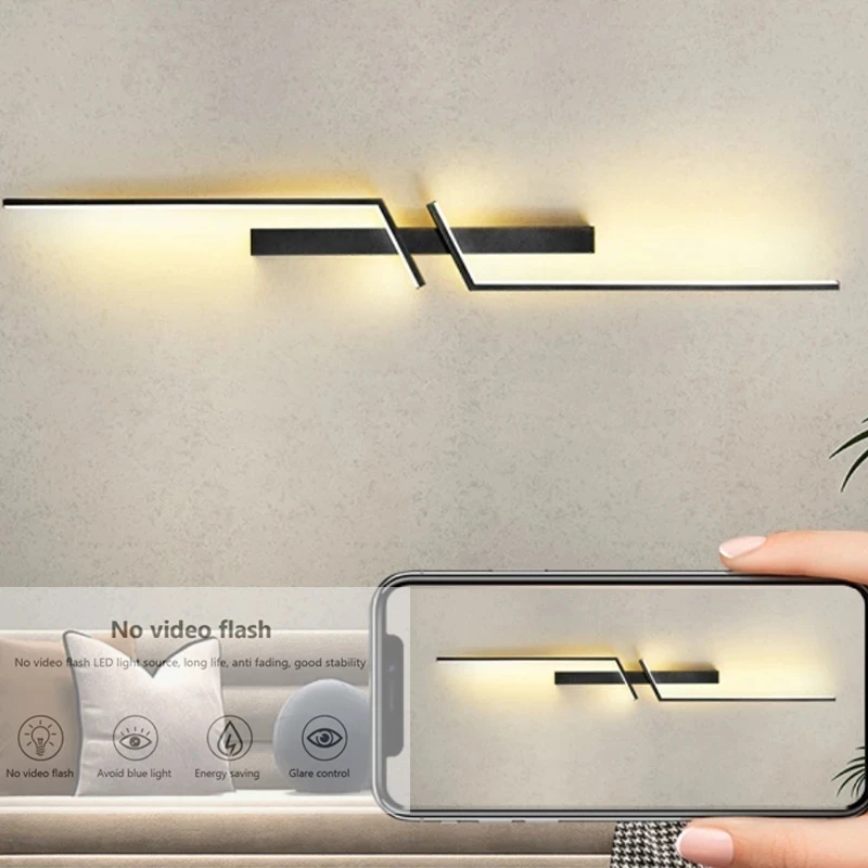 Modern Creative Strip Led Wall Light Minimalist Bedroom Bedside Wall Sconce Led Lights Living Room TV Sofa Background Wall Lamp - Image 4