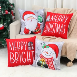 4pcs Christmas Pillow Covers Christmas Party Decoration 2025 Xmas Tree Santa Claus Pillowcase Navidad Natal New Year Gift 2026