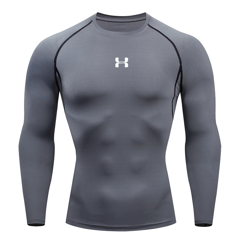 Men Running Compression T-shirt Long sleeves Sport Tees Gym Fitness Sweatshirt Male Jogging Tracksuit Homme Athletic Shirt Tops - Image 2