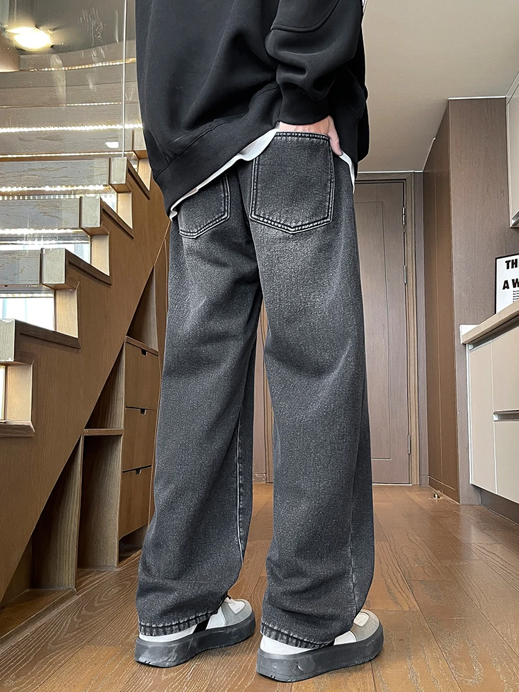 Men's Winter Jeans Fleece-lined Thick Warm Denim Pants Korean Unisex Style Straight Fit Insulated Jeans Asian Size M-3XL - Image 5