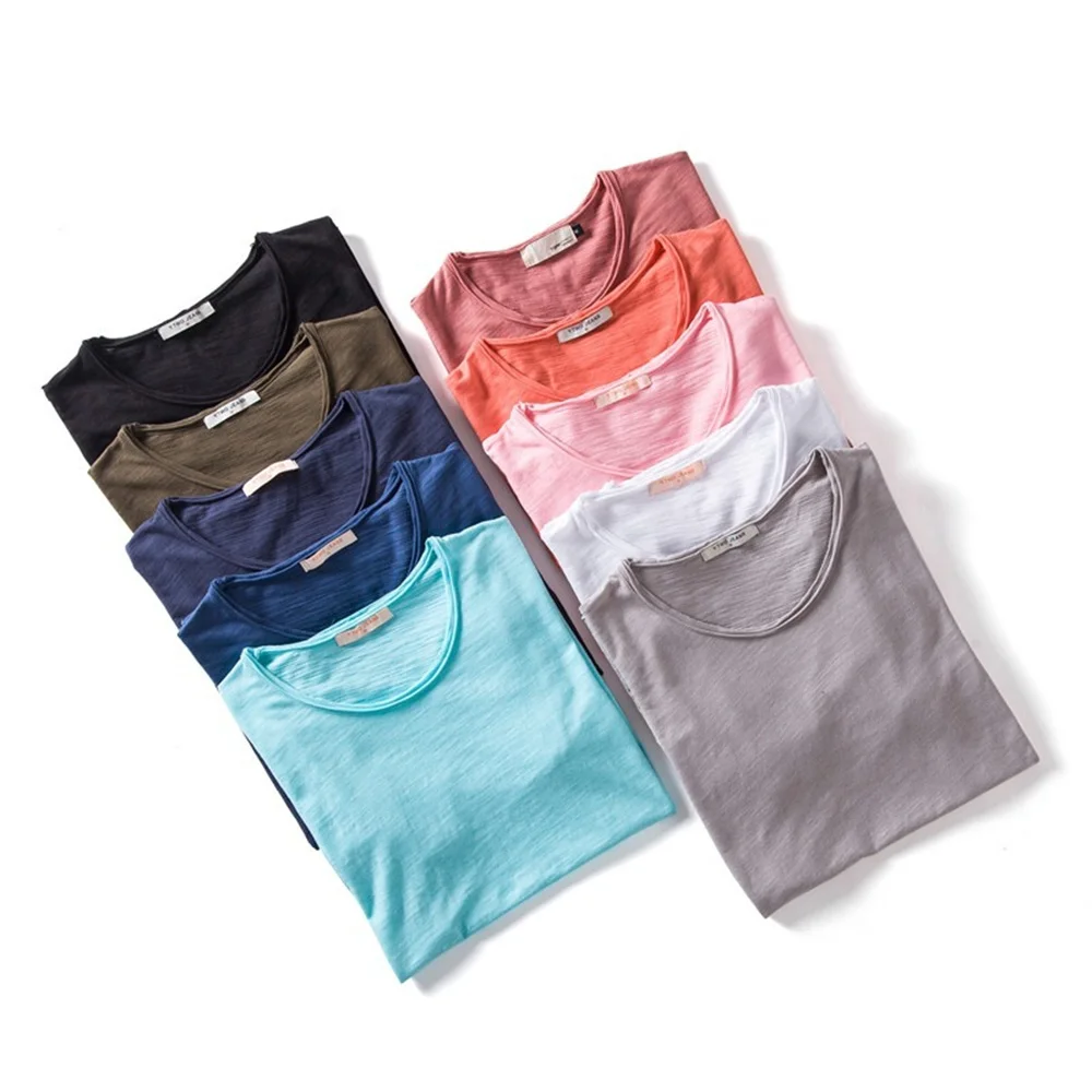 AIOPESON100% Cotton Men T-shirt V-neck Fashion Design Slim Fit Soild T-shirts Male Tops Tees Short Sleeve T Shirt O-neck For Men - Image 5