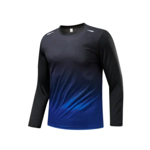 Men's Simple Gradient Color Sport Long Sleeve T-shirt Thin Breathable Casual round Neck Outdoor Running Top Unisex