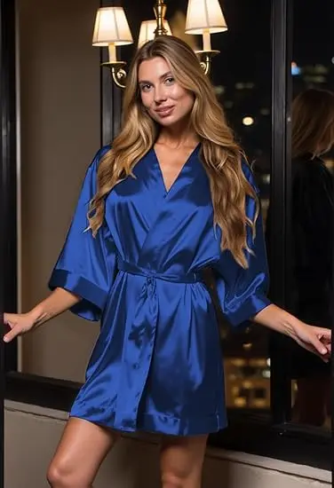 Women's Bride Bridesmaids Silky Robe Satin Kimono Robes for Women Lingerie - Image 6