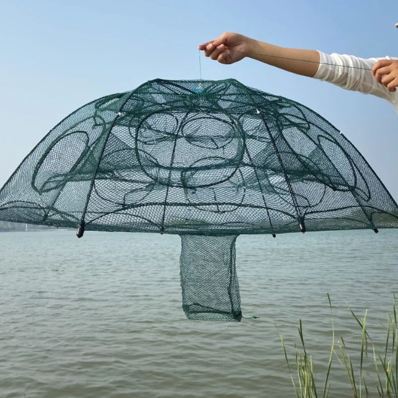 24/20/16/12/10/8/6/4 Holes Portable Fishing Net Shrimp Cage Nylon Foldable Fish Trap Folding Outdoor Automatic Collapsible - Image 6