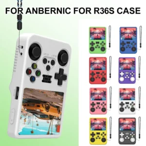 Silicone Protective Cover For ANBERNIC for R36S Handheld Game Console Anti-Scratch Soft Skin Cover Case with Lanyard