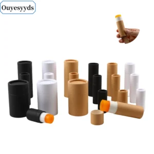 100pcs Eco Friendly Cardboard Tube Lip Balm Container Kraft Biodegradable Paper Cosmetic Push Up Tubes