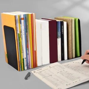2Pcs Bookends Book Organizer Supports, Study Book Stoppers Book Ends For Shelves For Library Home Metal Book Stand Stationery
