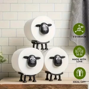 1/3PCS Sheep Toilet Roll Holder Funny Toilet Paper Holder Free Standing Bathroom Set Black Sheep Roll Rack Cute Bathroom Decor